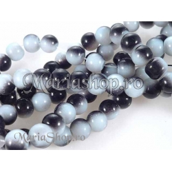 Margele sticla alb-negru 8mm 10b